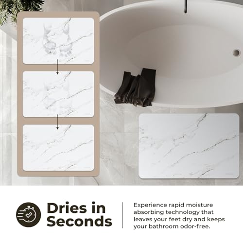 TOSORO - Stone Bath Mat Diatomaceous Earth Shower Mat Non-Slip Super Absorbent Diatomite Stone Bath Mats for Bathroom Floor Quick Drying Natural Easy to Clean (23.5 x 15) - Sandstone, 2pcs - color: Marble Sandstone, size: Pack of 2