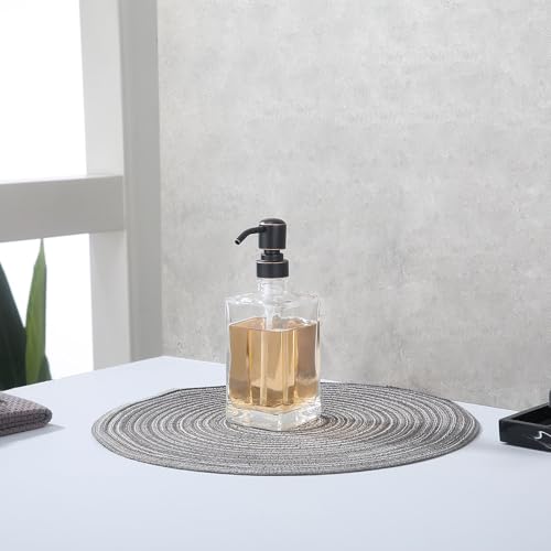 13.5 Oz Clear Glass Soap Dispenser with Rust Proof Stainless Steel Pump, Antique Design Refillable Square Lotion Dispenser for Bathroom, Premium Kitchen Hand Soap (Oil Rubbed Bronze) - color: Oil Rubbed Bronze