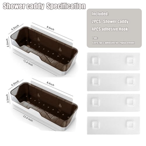 MRPAPA Bathroom Organizer Shower Caddy 2 Pack Wall Mounted Bath Shelves Kitchen Organization and Storage Bathroom Wall Mount Adhesive Shower Caddy Corner Shampoo Holder No Drilling Spice Rack