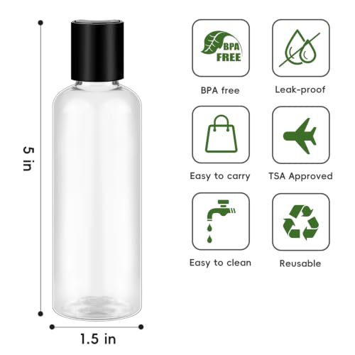 TUZAZO 10 Pack 3.4 oz Clear Travel Bottles for Toiletries TSA Approved Leakproof Travel Size Containers Empty Small Plastic Shampoo Lotion Bottles - color: Clear