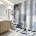 Lnond 4Pcs Bathroom Shower Curtain Sets with Rugs,Blue Grey Abstract Bathroom Sets with Shower Curtain and Rugs and Accessories - color: Blue Grey Abstract