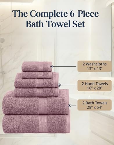 LANE LINEN 100% Cotton Turkish Towels for Bathroom - 16 Piece - Softer & Highly Absorbent - 4 Bath, 8 Wash cloths, 4 Hand Towels - Complete Family Set, Hotel Quality & Gentle on Skin - Wistful Mauve - color: 11: Wishful Mauve