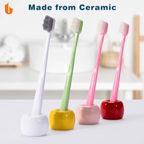 Travel-Friendly Mini Ceramics Toothbrush Holders for Bathroom Decor Vanity Countertops, Space Saver, White, 2 Pack - color: 2-pack White