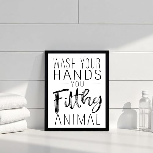 Urmoya Funny Quote Sign Black and White Bathroom Decor Wall Art 8x10 in | Wood frame, Rustic sign decoration art prints, Minimalist wall art, Ready to hang, for bathroom toilet kitchen restroom - color: Letter, size: 10"L x 8"W
