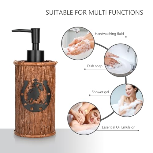 Bathroom Accessory Sets 4PCS Bathroom Accessories Set Complete Western Rustic Horseshoes Decoration Includes Lotion Dispenser Toothbrush Holder Tumbler Cup & Soal Dish - color: Brown, size: Soap Dish