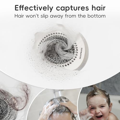 TRAPMATE 2 Pack Bathroom Sink Drain Strainer, 4.4" Fast Drainage Shower Drain Hair Catcher, Anti-Slip Bathtub Drain Hair Catcher, Stainless Steel Shower Drain Cover for Tub, Sink (Patented Product) - color: Silver Silver