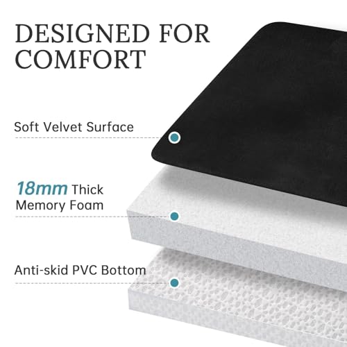HUXMEYSON Bathroom Rugs Sets 3 Piece, Ultra Soft Velvet Memory Foam Bath Rugs, Non-Slip & PVC Backing Bathroom Mat Set, Washable Quick Dry Bath Rug - Black - color: Black, size: 17"x24"+20"x32"+U Shape 20"x24"