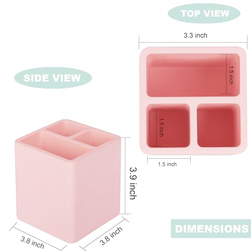 Diatomite Toothbrush Holders Tooth Brush Organizer - Blush Pink | Water-Absorbent Material, 3 Slots for Electric Toothbrush and Toothpaste, for Bathroom Countertop, Shower, Vanity - color: Pink