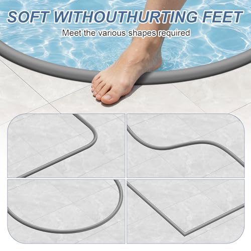 Silicone Shower Water Dam Stopper,Self-Adhesive Collapsible Splash Guard for Wet Dry Separation,Walk-in Shower Edge Seal Strip,Multi-Use Water Barrier for Bathroom,Kitchen Sink (Grey, 118inch) - color: Gray