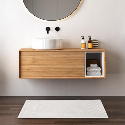 Avalon Towels White Bath Mat - 100% Cotton Set of 2 Absorbent Bathmat - Bathroom Mats Quick Dry Bath Mats for Bathrooms (22x34 Inches) - color: White, size: Pack of 2