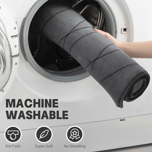 YIHOUSE Memory Foam Bathroom Rug Set, 3 Pieces - Dark Grey (Ultra Soft, Absorbent, Non-Slip, Machine Washable) | Ultra Soft, Absorbent, Non-Slip, Machine Washable, for Bathroom, Sink and Toilet - color: Dark Grey, size: 2'9" x 1'8" (Rectangular)