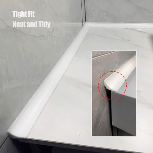 Shower Threshold Seal, Silicone Self-Adhesive Water-Blocking Strip for Countertop, Sink, Bathtub, Wet Room Floor (White, 1 Meter) - style: White 1m