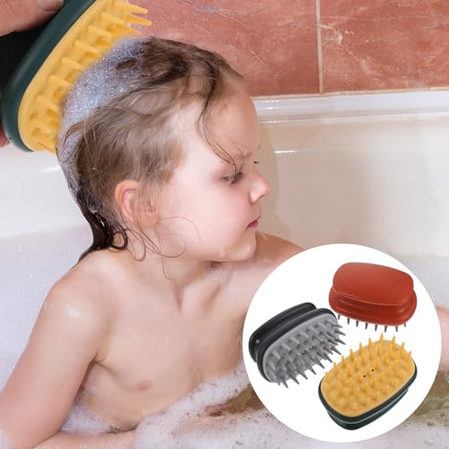 GLEAVI Silicone Scalp Massager Brush 3pcs Set with Cushion for Hair Cleaning and Head Massage Portable Hair Scalp Massage Combs for Shampoo Suitable for Adults
