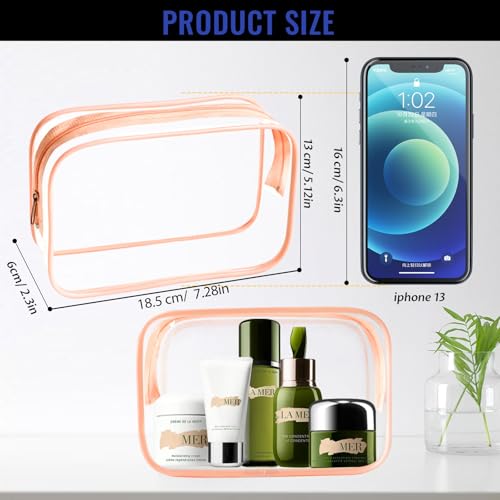 16 Pieces Clear Makeup Bags Bulk, TSA Approved Toiletry Bag for Travel, PVC Waterproof Travel Pouches Clear Pouch with Zipper for Men and Women Carry-on Travel Essentials Cosmetic Bags (Orange) - color: Orange-M