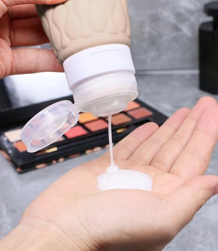 Silicone Travel Bottles for Toiletries 8 Pack Travel Size Toiletries 3.4 oz 1.7 oz, Leakproof Squeeze Travel Size Containers Refillable Cosmetic Jars Set for Shampoo, Conditioner, Creams - color: Creamy Candy-3.4oz