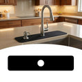 Cuttable Kitchen Sink Faucet Mat: 24"Lx5.5"W Splash Guard with Center Hole | Customizable Absorbent Non-slip Fabric Rubber Mat, Cut to Fit 2,3,4 Holes Irregular Sink with Soap Dispenser Air Gap - size: 24''Lx5.5''W