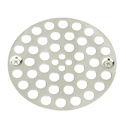 Artiwell 4’’ Shower Strainer Drain Trim Set, Solid Brass Screw-in Shower Strainer Drain Cover, Replacement Strainer Grid by Artiwell, Machine & Self-Tapping Screws Included (Brushed Nickel) - color: Brushed Nickel