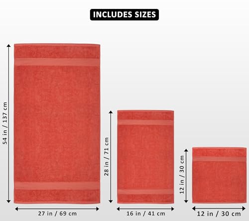 Utopia Towels 8 Piece Luxury Towel Set – Majestic Plush, Super Absorbent & Quicker-to-Dry, Thick 100% Ring Spun Cotton Towels for Bathroom, Spa & Hotel – 2 Bath, 2 Hand, 4 Washcloths, Coral - color: Coral, size: 8 Pieces Towel Set