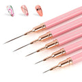 Artdone Metallic Nail Art Pens, Liner Brushes Set, 5PCS Pink Nail Tools | For Long Lines, Thin Details, Fine Drawing, Liner Brush UV Gel Polish Painting Nail Design Sizes 5/8/12/20/25mm - color: Pink Liner Brush Set
