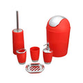 6Pcs Bathroom Accessory Tumbler Toothbrush Holder Bin Soap Dish Dispenser (Red) - color: Red