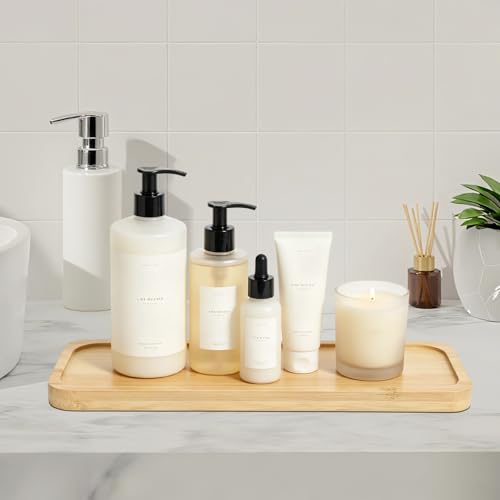 Small Bamboo Tray for Bathroom Counter Dispenser,3.4" x 9.3" x 0.3" | Bathroom Countertop Organizer,Decorative Display Trays for Vanity, Plants, Candles, Keys, Soap, Jewelry, Tealight Plates - size: 9.3" x 3.4" x 0.3"