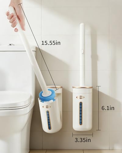 Disposable Toilet Cleaning System, Toilet Bowl Cleaner Wand and 8 Refills, Toilet Brush and Holder Set(Wall Mounted), Bathroom and Toilet Cleaning Scrubber Kit - color: Toilet Brush and Holder Set (8 Refills)