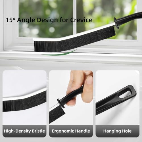 Crevice Cleaning Brush, Hard Bristle Cleaning Tool with Scraper, Grout Brush kit for Bathroom, Kitchen, Sink, Faucet, Window Grooves, Bottles, Blenders, 12Pcs