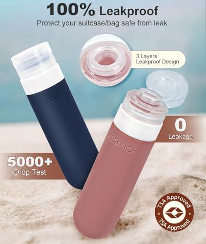 Quatish Travel Bottles for Toiletries 6 Pack, Original Patented Leakproof 3 oz Tsa Approved Travel Size Containers, BPA Free Silicone Shampoo and Conditioner Bottle, Cruise Camping Essentials, Morandi - color: Morandi