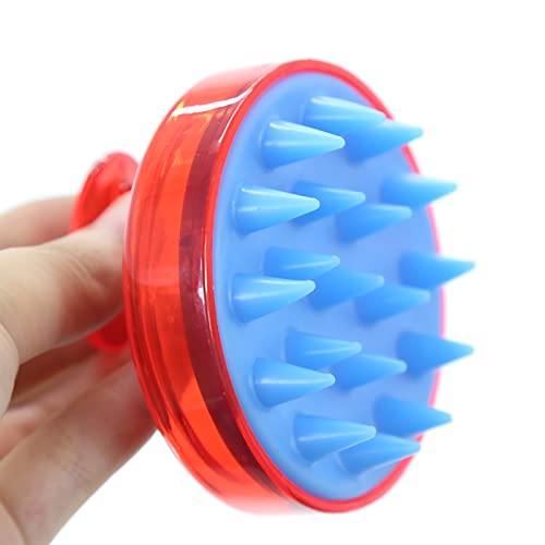 BTWTRY Red Hair Shampoo Brush Scalp Care Hair Brush with Soft Silicone Care Scalp Massager for The Scalp Exfoliate and Deep Scalp Cleansing (Red) - color: Red