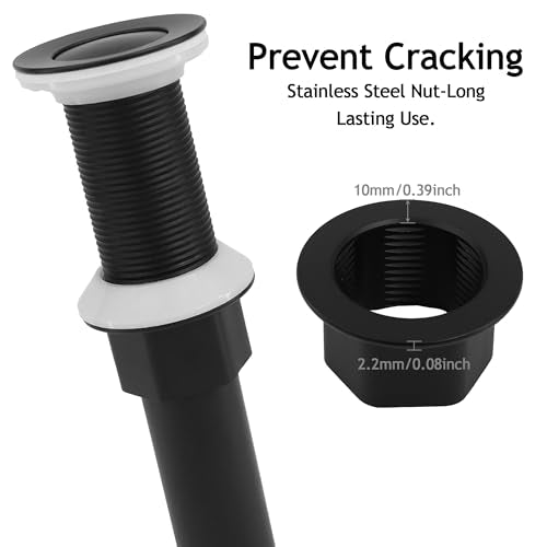 Bathroom Sink Drain,Drain Stopper Bathroom Sink Without Overflow,Small Cap Pop Up Drain Assembly with Detachable Strainer Basket,Built-in Anti-Clogging, Stainless Steel Nut Matte Black - color: Matte Black-small Cap, style: Without Overflow