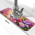 Pink butterfly flower Kitchen sink faucet pad, strong water absorption, anti slip, easy to clean, very suitable for splash and drip prevention, suitable for kitchens and bathrooms - color: Pink butterfly flower