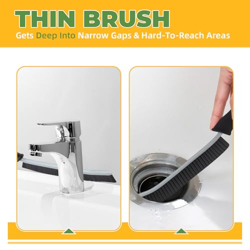 KMOSENIA Cleaning Brush, 5 Pcs Hard Bristle Crevice Cleaning Brush, Grout Brush, Scrub Brush for Tile Grout Crevice, Gap Cleaning Tools for Bathroom Kitchen Toilet Window Track (5, Black)