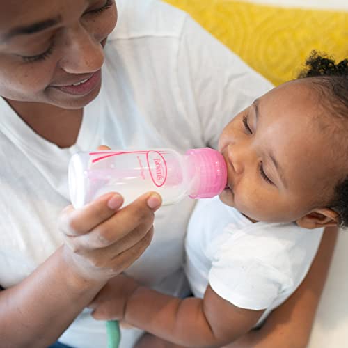 Dr. Brown's Anti-Colic Baby Feeding Set with Slow Flow Nipples, Travel Caps, Silicone Pacifier - Pink - color: Pink