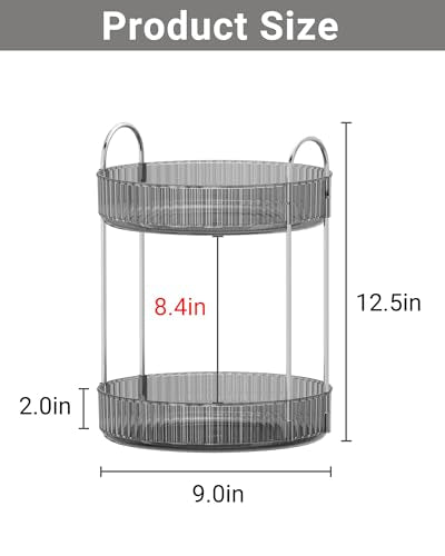 Asayuee 360 Rotating Makeup Organizer for Vanity,Bathroom Countertop Organizer,Spinning Perfume Organizer&Vanity Organizer(Grey-2 Tier) - color: Grey, size: 2 Tier