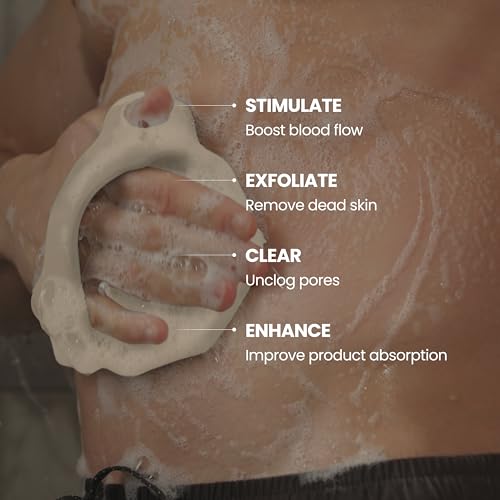 Silicone Shower Scrubber for Body – Exfoliating Loofah Alternative, Zinc & Silver-Infused, Hygienic & Gentle for Sensitive Skin, Durable & Long-Lasting Body Scrubber for Men - White Sand - color: A White Sand