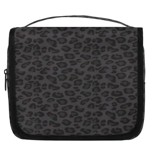 Travel Hanging Toiletry Bag for Women kids, Black Leopard Print Cosmetic Bag Waterproof Makeup Organizer for weekend overnight Bathroom - color: D 05
