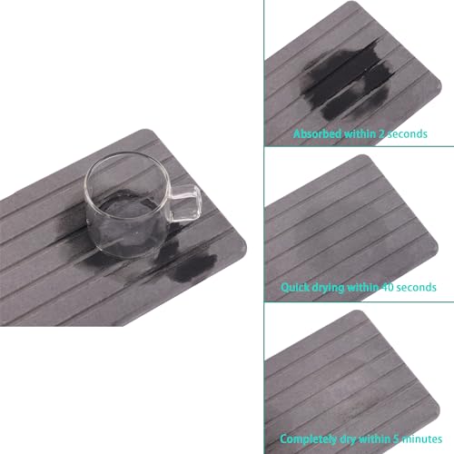 NiuYichee 2 PCS Water Absorbent diatomite Coasters, 8.3" x 4" Water Absorbing Stone Tray for Sink, Stone Drying mat for Kitchen Counter, Stone soap Tray Used for Hand Soaps & toiletries & Plants - color: Dark Grey, size: 8.3 x 4 inches