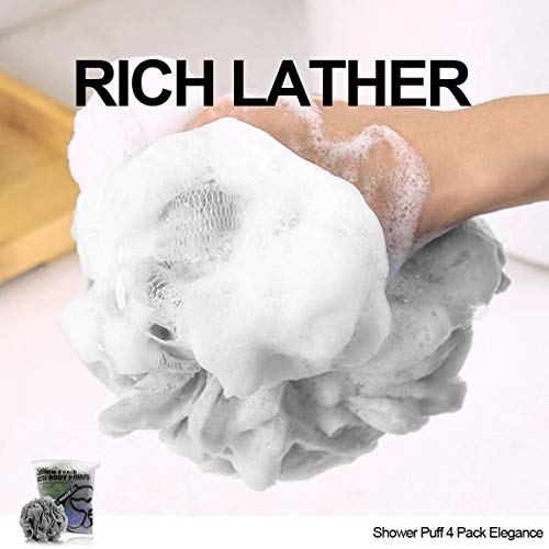 Loofah Sponge Bath Sponge for Women Men 4 Pack (Gray Blue Green Purple) - style: Gray Blue Green Purple