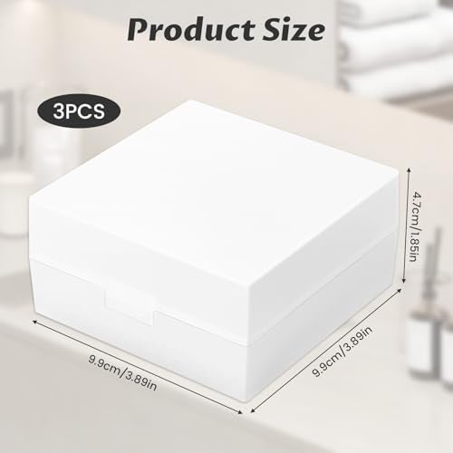 3 PCS Travel Soap Case for Dr Squatch Soap, Soap Holder Dish with Draining Pad, Portable Size Travel Essentials for Camping, Gym, Bathroom (Frosted Clear)