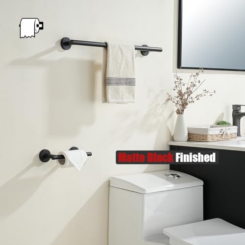JQK Black Toilet Paper Holder, Double Post Pivoting Tissue Holder Wall Mount, 304 Stainless Steel Hold Mega Rolls, TPH150-PB - color: Matte Black