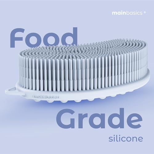 MainBasics Silicone Body Scrubber Dual-Sided, Frosted Sky, Massage | Shower Scrubber with Massage Nodes, Silicone Loofah Alternative for Deep Clean - color: Frosted Sky, size: Massage