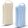 MtBoi 2 PC Silicone Body Scrubber, 2 in 1 Exfoliating Shower Bath Scrubber, Soft Silicone Loofah for Sensitive Skin, Shower Hair Scalp Massager, Easy to Clean, Lather Well (Grey&Blue) - color: Grey&blue