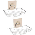 2-Pack Self-Adhesive Soap Dish Holder - Wall Mounted Stainless Steel Soap and Sponge Holder, No Drilling Soap Tray Organizer for Home Kitchen and Bathroom Shower (Silver) - color: Silver