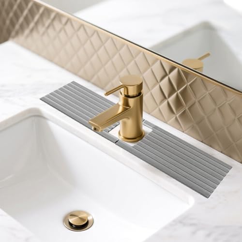 Faucet Mat for Kitchen Sink, Stone Faucet Mat for Kitchen Tray 17.71*3.94*0.35in Square Hole Prevents Moisture Buildup, Suitable for Bathroom Countertop Faucets Around Sink (dark grey Short Version)