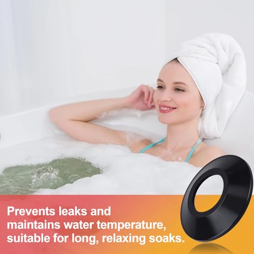 HINZIC 2pcs Tub Stopper Gasket for Tub Drain Assemblies, Rubber Seal Bathtub Drain Plugs Stoppers, Universal Elastic Bath Tub Replaces Assemblies Accessories for Bathroom Plug Gasket- Black - color: Black-2pcs