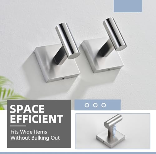 Toilet Paper Holder Wall Mount with 2 Towel Hooks, Brushed Nickel Bathroom Hardware Set, SUS304 Stainless Steel Toilet Paper Roll Holder and Robe Hook Set for Bathroom, RV, Kitchen - color: Brushed Nickel