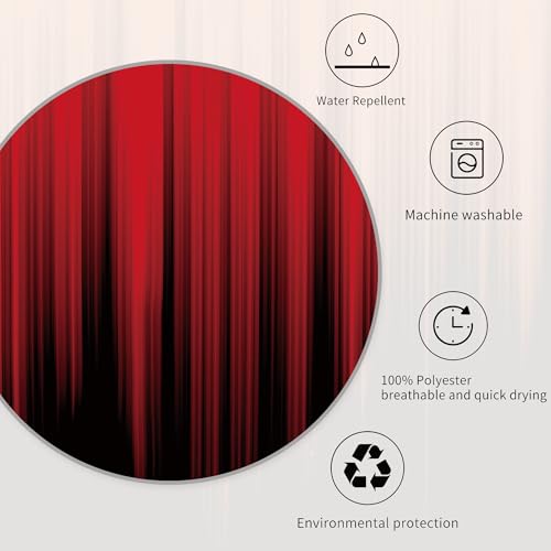 Miyotaa Black Red Modern Shower Curtain Set 60Wx71H Inches Elagant Adult Men Gothic Cool Simple Contemporary Polyester Waterproof Bathroom Curtain with 12 Hooks - color: Black Red Modern, size: 60"W x 71"L (Pack of 1)