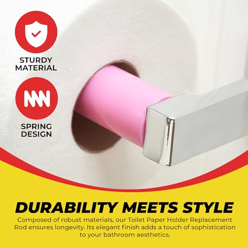 Qualihome Pink Universal Plastic Spring Loaded Toilet Paper Roll Holder Replacement Rod, Pink Toilet Paper Roll Replacement Rod - color: Pink