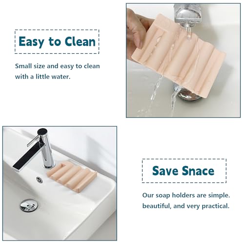Silicone Soap Dish,Self Draining Soap Holder Perfect for Shower,Bathroom Sink,Kitchen Sink & Travel,Non-Slip Bar Soap Holder Extend Soap Life,Keep Soap Bars Dry & Easy Cleaning Pink-1Pcs - color: Pink-1pcs