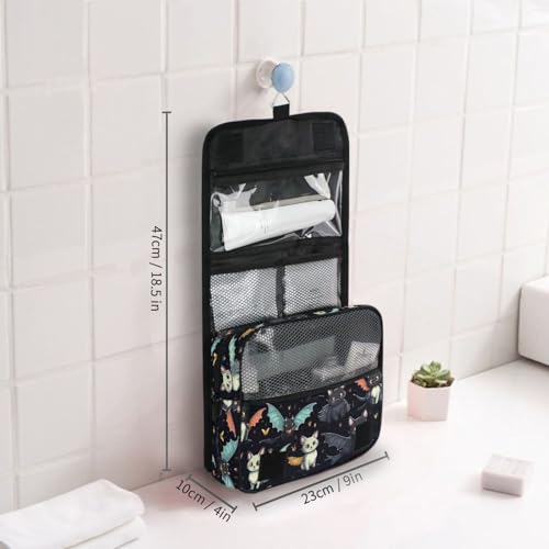 MNSRUU Hanging Toiletry Bag Gothic Skull Cat Bat Travel Makeup bag for Toiletries Portable Travel Toiletry Organizer Cosmetic Bags with Hanging Hook - color: Skull I 4212